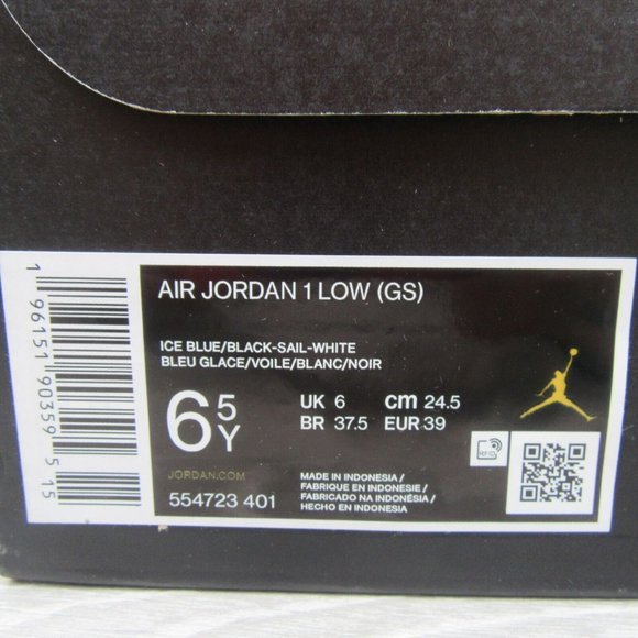 Jordan 1 Low Ice Blue GS Size 6.5Y / Womens Size 8 Sneakers NEW - Picture 14 of 15
